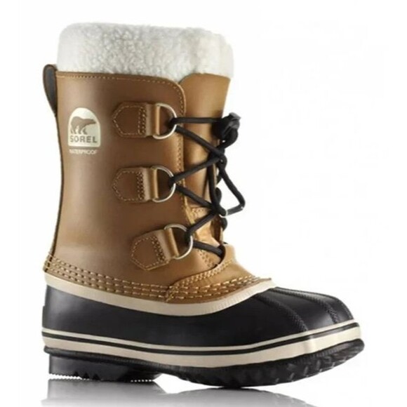 Sorel Women's Yoot Pac Waterproof Boots Sz. 7 Faux Fur Trim Mesquite Tan Black - Picture 1 of 9